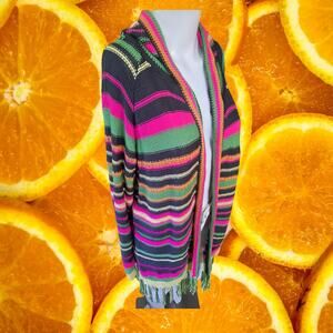 Aheero‎ Colorful Open Front Hooded Sweater Size M/L